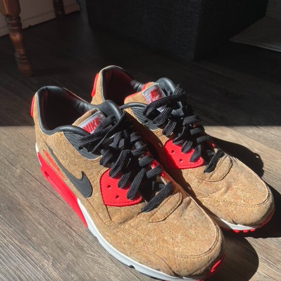 Nike Air Max 90s with unique Cork Textured upper with Red accents - Women's Size - Picture 1 of 6